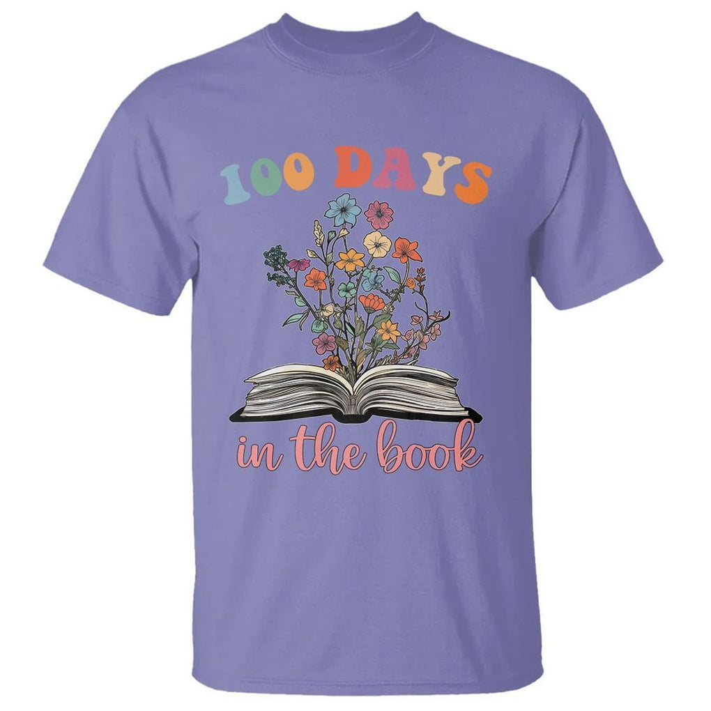 100 Days of School T Shirt 100 Days In The Book Reading TS02 Violet Printyourwear