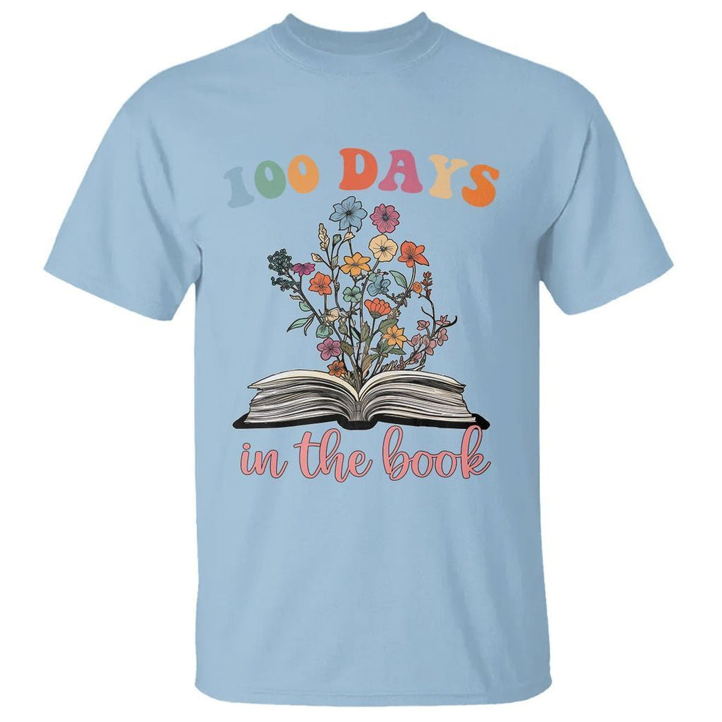 100 Days of School T Shirt 100 Days In The Book Reading TS02 Light Blue Printyourwear