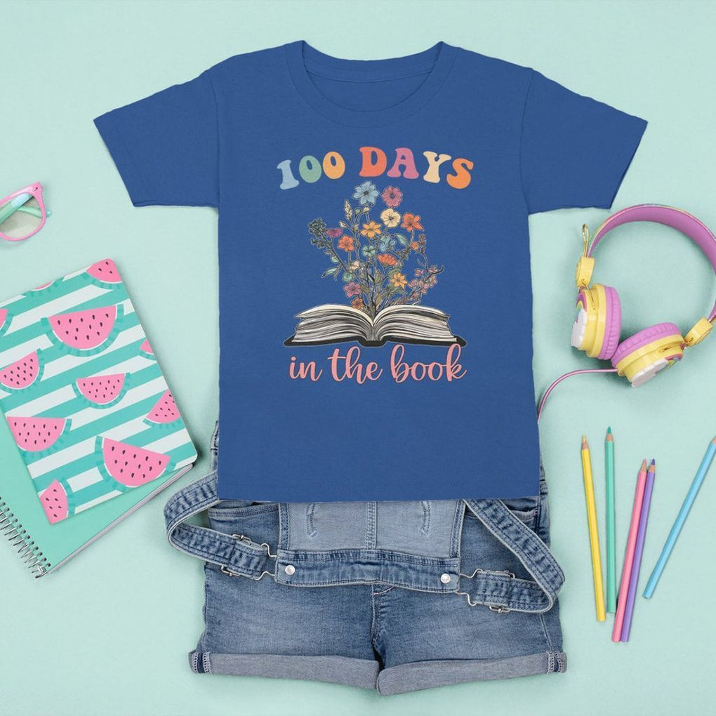 100 Days of School T Shirt For Kid 100 Days In The Book Reading TS02 Royal Blue Printyourwear