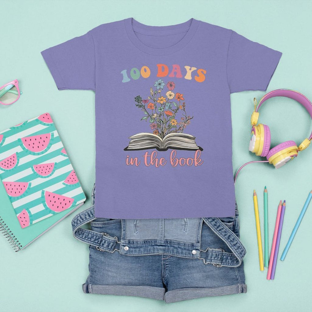 100 Days of School T Shirt For Kid 100 Days In The Book Reading TS02 Violet Printyourwear