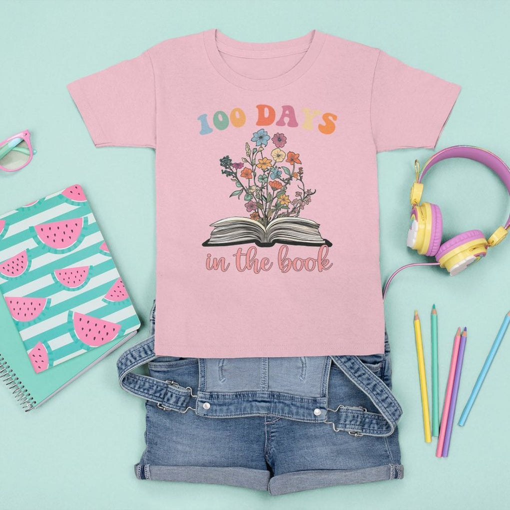 100 Days of School T Shirt For Kid 100 Days In The Book Reading TS02 Light Pink Printyourwear