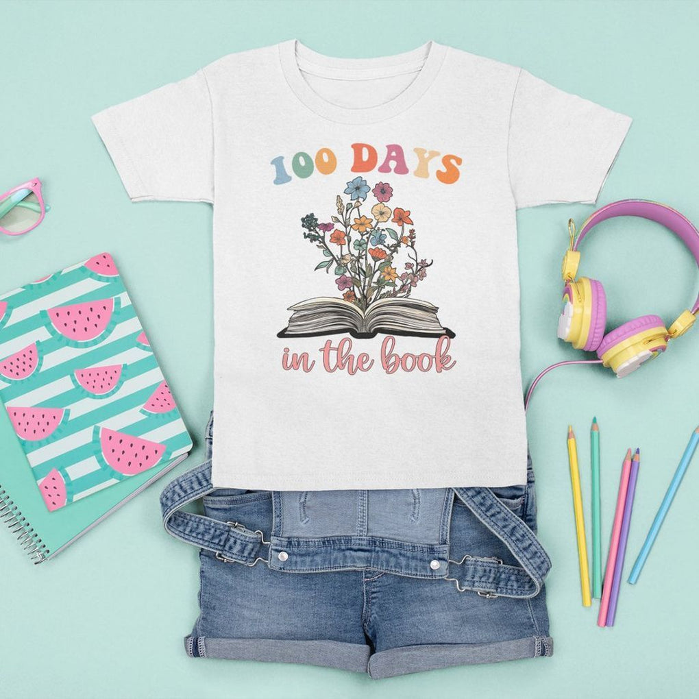 100 Days of School T Shirt For Kid 100 Days In The Book Reading TS02 White Printyourwear