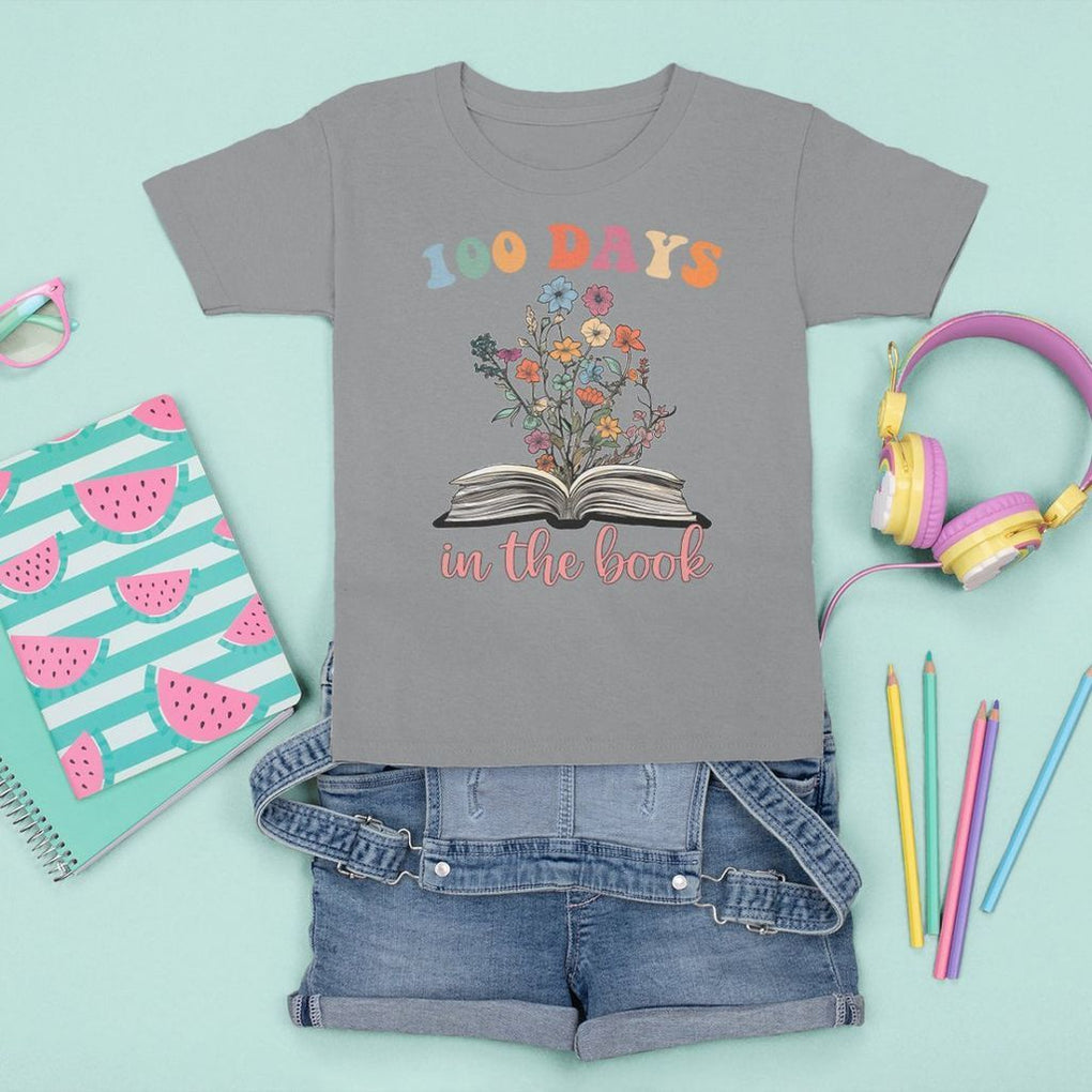 100 Days of School T Shirt For Kid 100 Days In The Book Reading TS02 Sport Gray Printyourwear