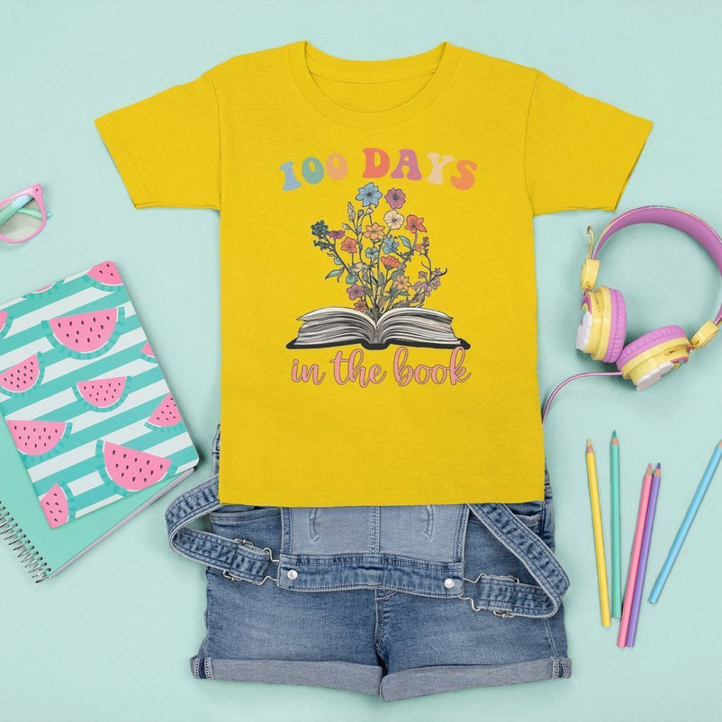 100 Days of School T Shirt For Kid 100 Days In The Book Reading TS02 Daisy Printyourwear