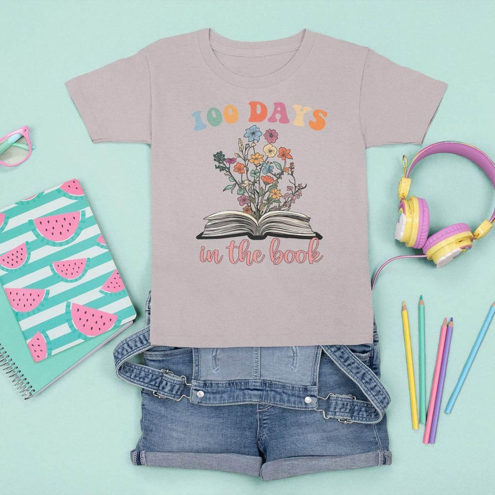100 Days of School T Shirt For Kid 100 Days In The Book Reading TS02 Ice Gray Printyourwear