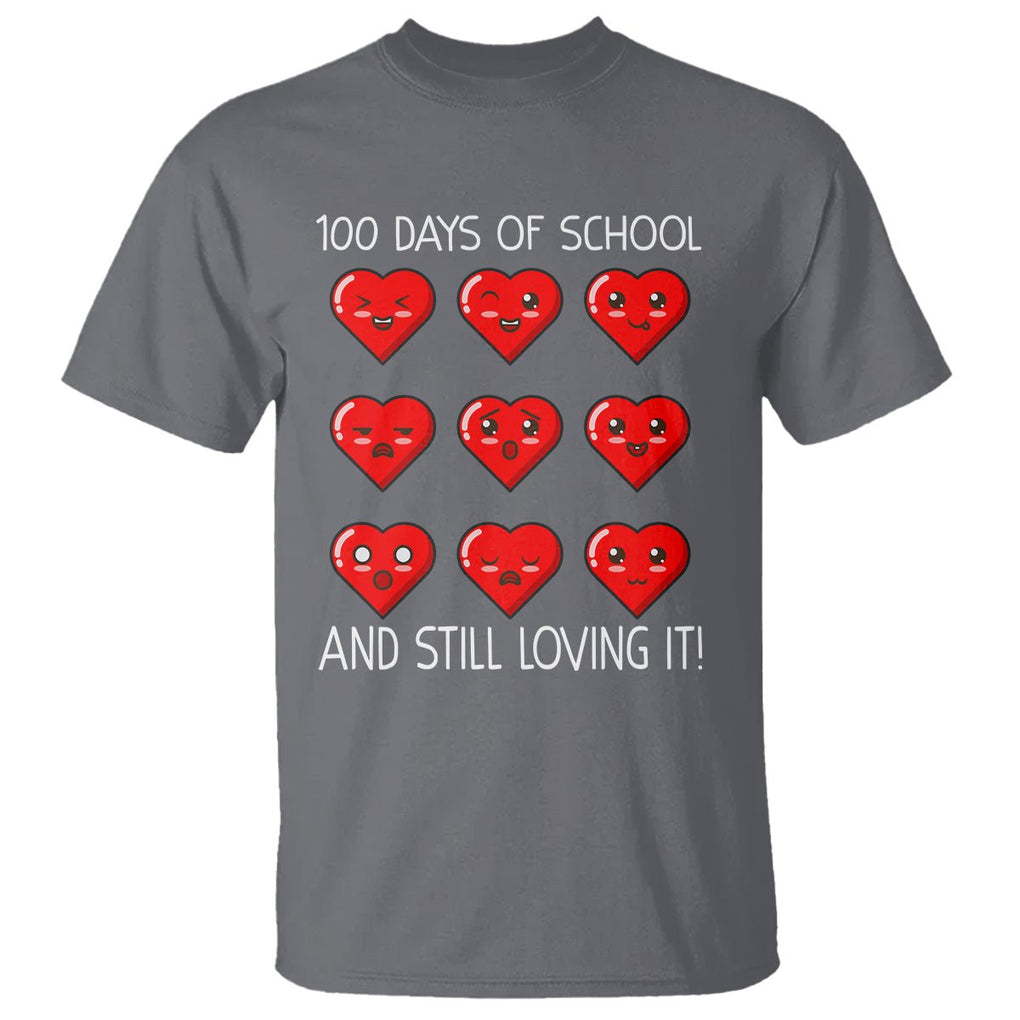 100 Days of School T Shirt Still Loving It Cute Hearts TS02 Charcoal Printyourwear