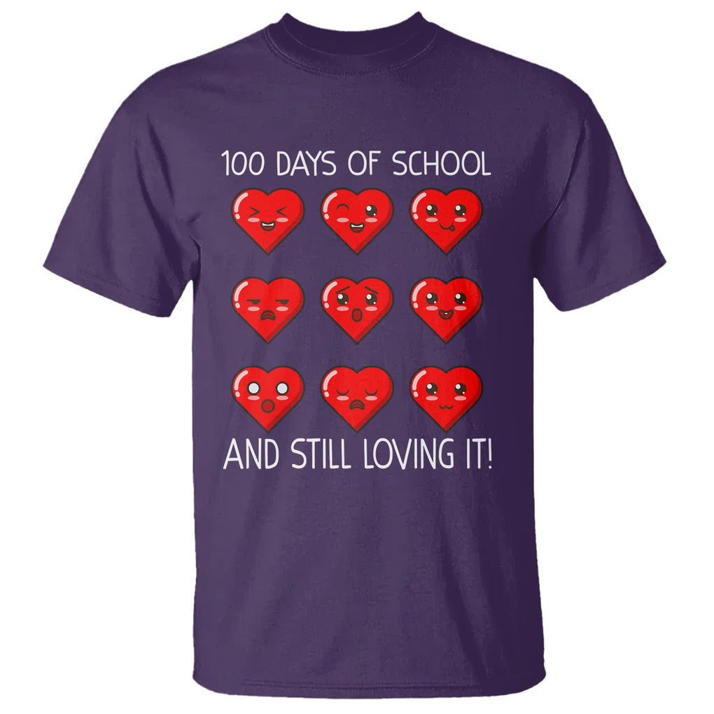 100 Days of School T Shirt Still Loving It Cute Hearts TS02 Purple Printyourwear