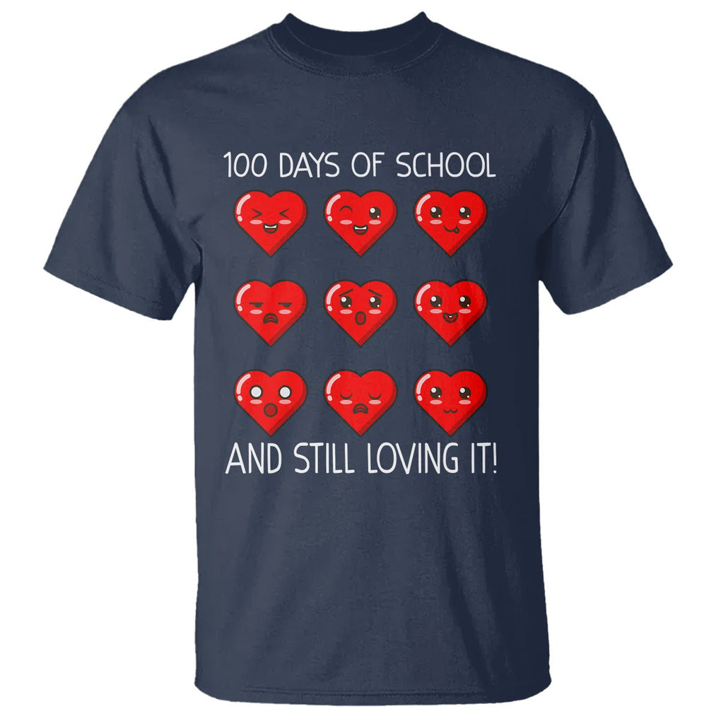 100 Days of School T Shirt Still Loving It Cute Hearts TS02 Navy Printyourwear