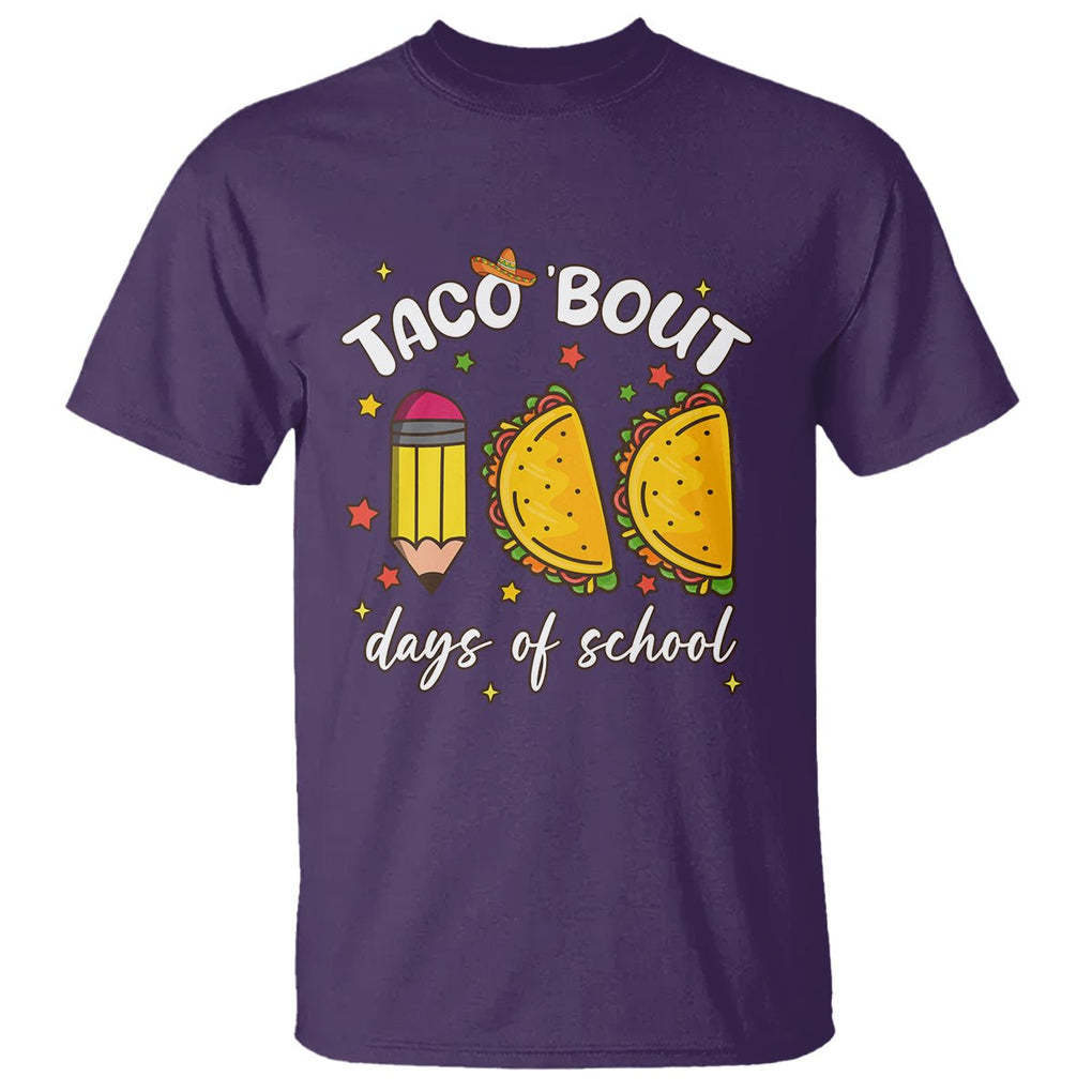 100 Days of School Tacos T Shirt Taco' Bout 100 Days TS02 Purple Printyourwear