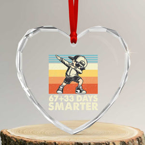 100 Days Smarter Heart Crystal Glass Ornament Funny 67 33 Six Seven Math Teacher Kids 100th Day TS10 Transparent Glass 3'' Heart Print Your Wear