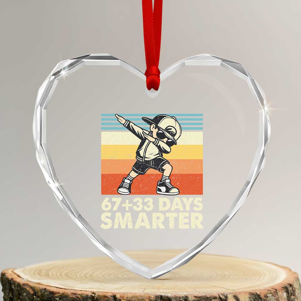 100 Days Smarter Heart Crystal Glass Ornament Funny 67 33 Six Seven Math Teacher Kids 100th Day TS10 Transparent Glass 3'' Heart Print Your Wear