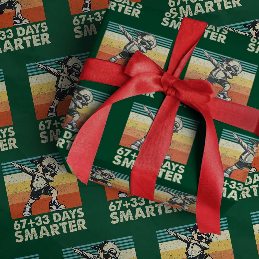 100 Days Smarter Wrapping Paper Roll Funny 67 33 Six Seven Math Teacher Kids 100th Day TS10 Green Print Your Wear