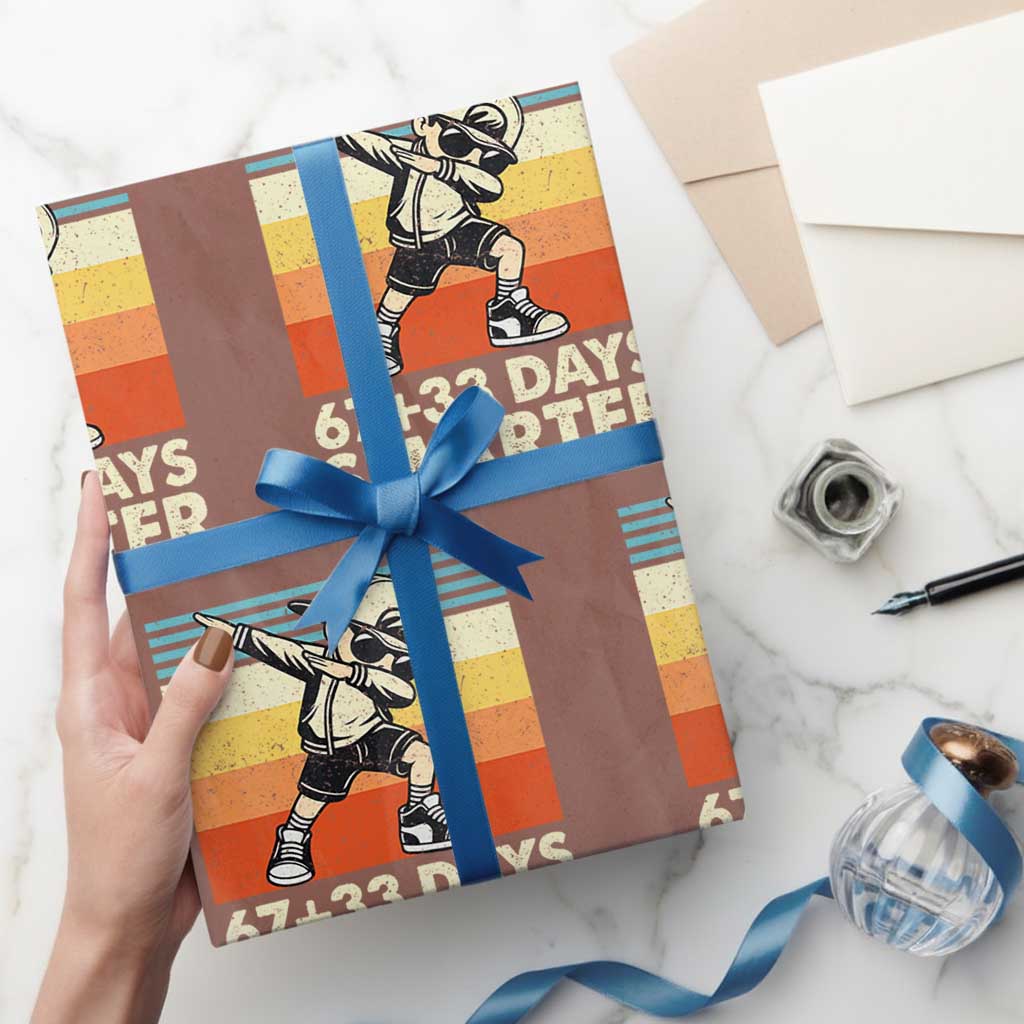 100 Days Smarter Wrapping Paper Roll Funny 67 33 Six Seven Math Teacher Kids 100th Day TS10 Mocha Print Your Wear