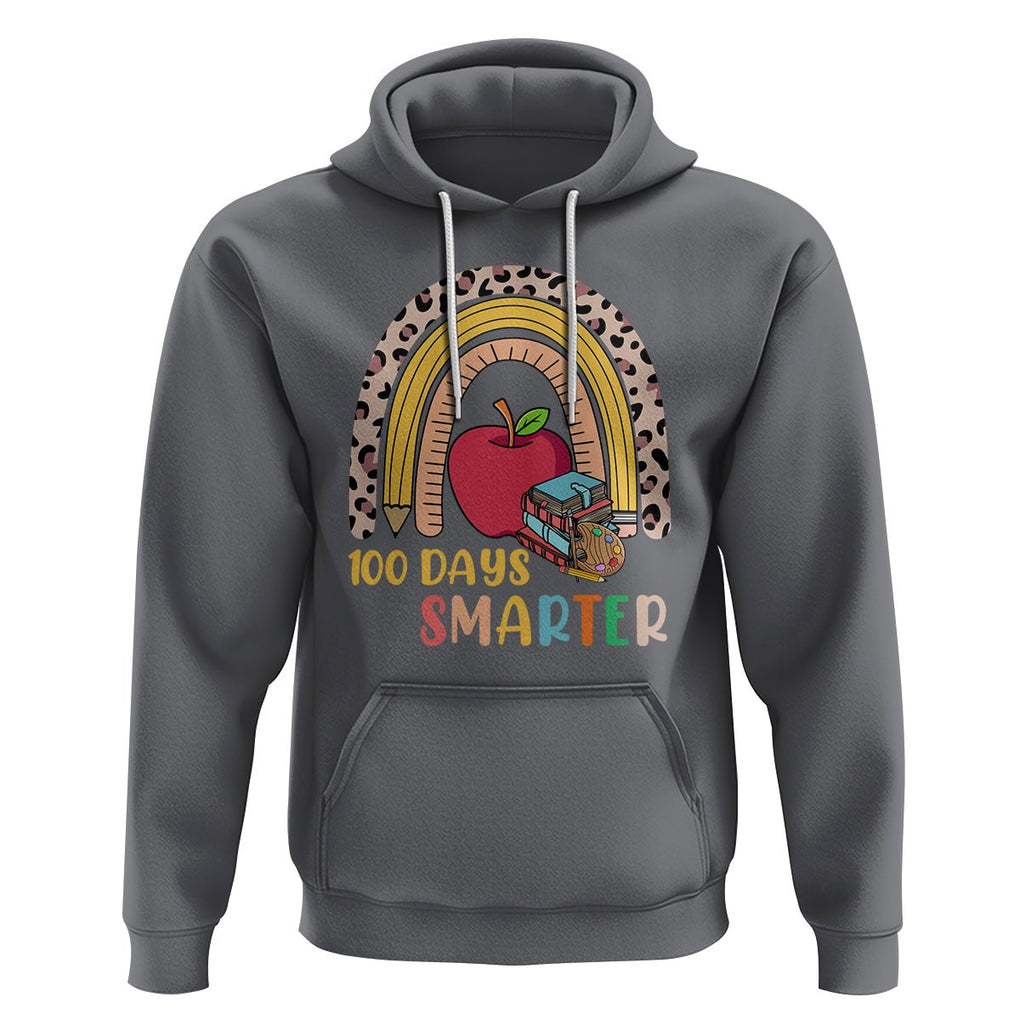 100 Dayth Of School Hoodie 100 Days Smarter Retro Vintage Rainbow TS02 Charcoal Printyourwear