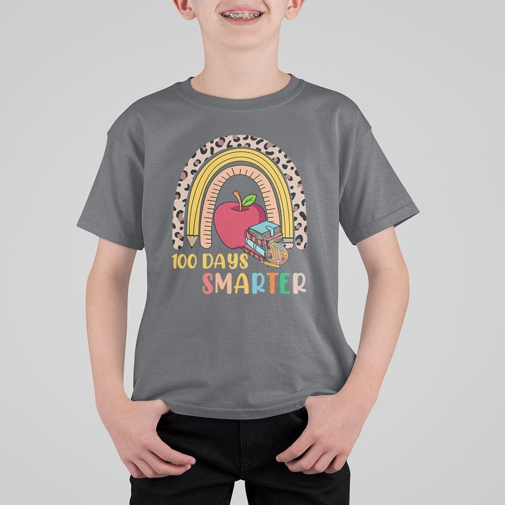 100 Dayth Of School T Shirt For Kid 100 Days Smarter Retro Vintage Rainbow TS02 Charcoal Printyourwear