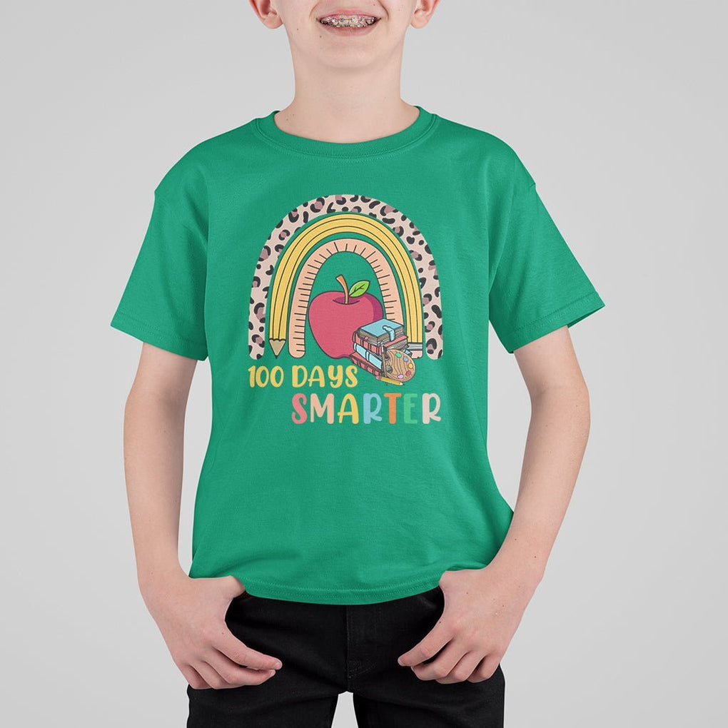 100 Dayth Of School T Shirt For Kid 100 Days Smarter Retro Vintage Rainbow TS02 Irish Green Printyourwear