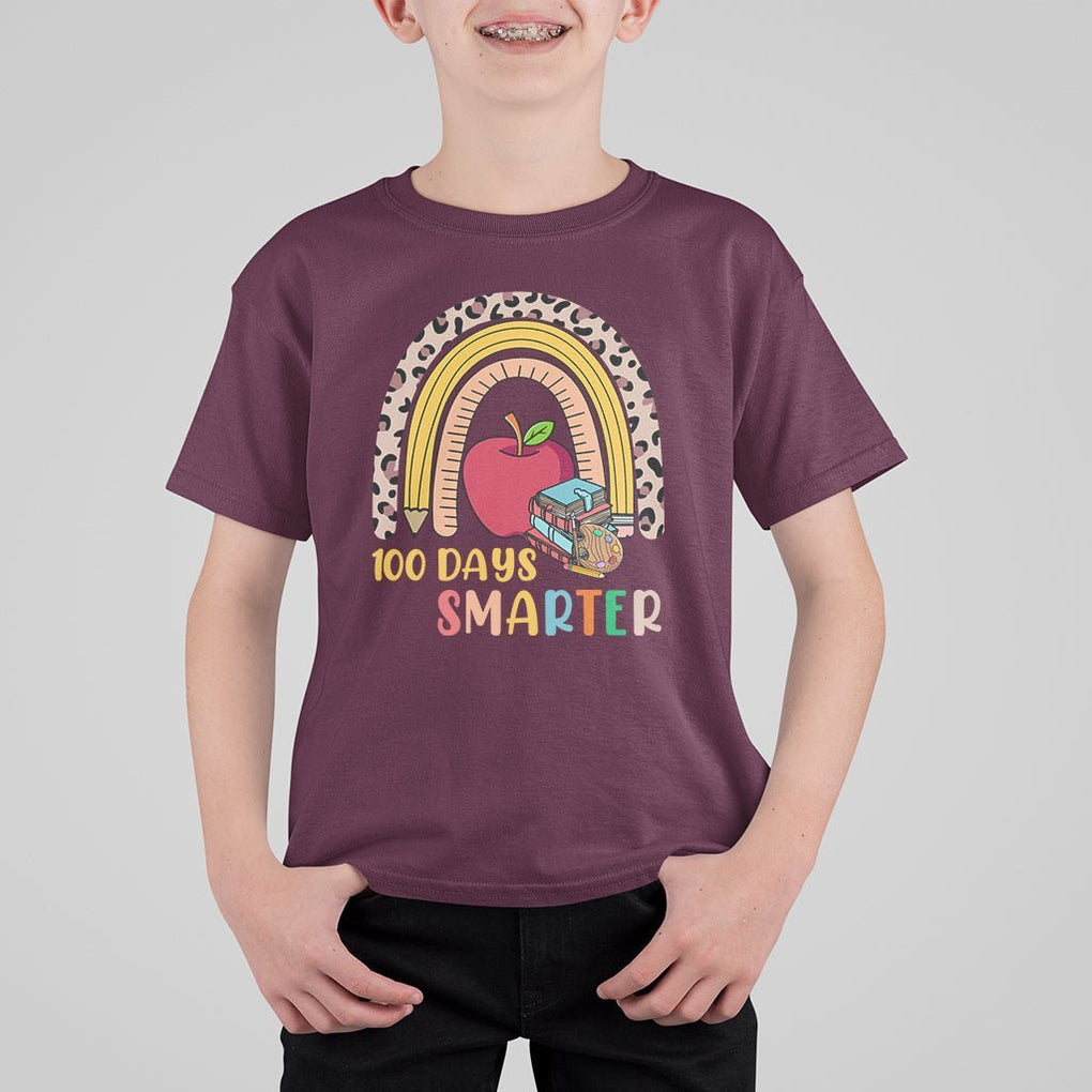 100 Dayth Of School T Shirt For Kid 100 Days Smarter Retro Vintage Rainbow TS02 Maroon Printyourwear