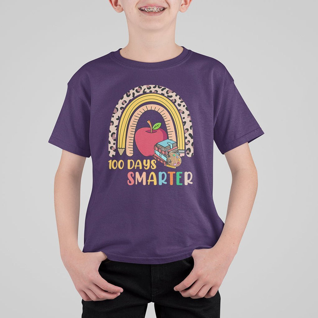 100 Dayth Of School T Shirt For Kid 100 Days Smarter Retro Vintage Rainbow TS02 Purple Printyourwear