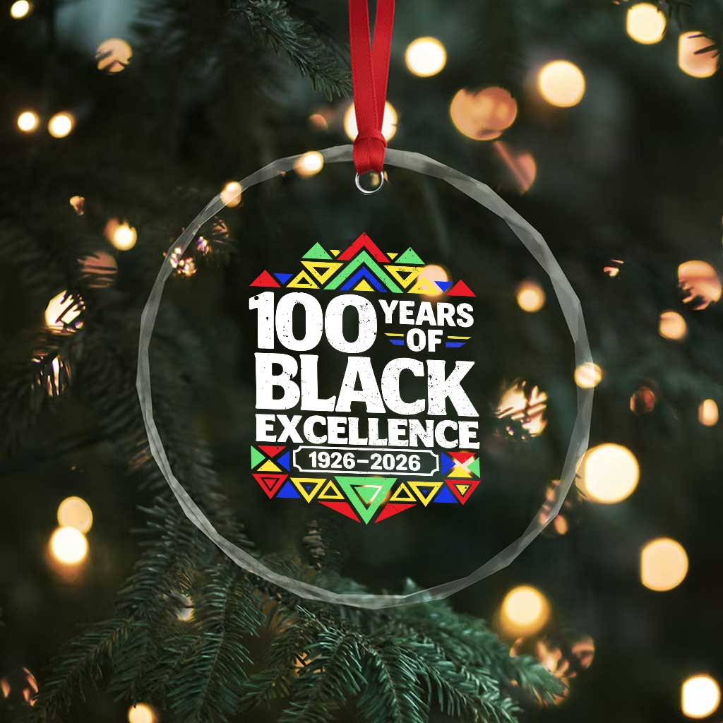 100 Years of Black Excellence 1926 2026 Crystal Glass Ornament African Tribal Pattern Heritage Celebrating Black History TS02 Print Your Wear