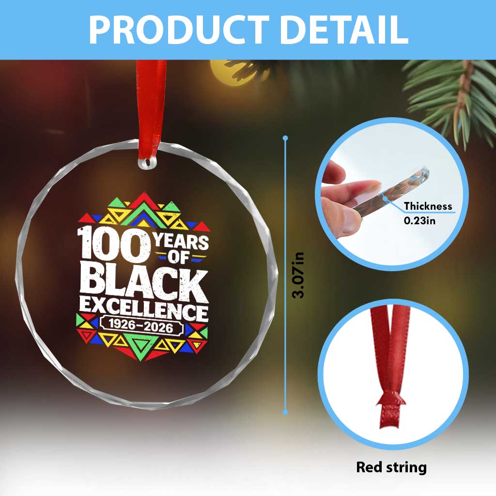 100 Years of Black Excellence 1926 2026 Crystal Glass Ornament African Tribal Pattern Heritage Celebrating Black History TS02 Print Your Wear