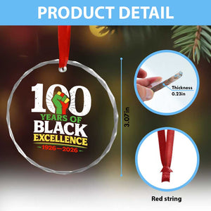 100 Years of Black Excellence 1926 2026 Crystal Glass Ornament Pan-African Raised Fist Pride Honoring Black History Legacy TS02 Print Your Wear
