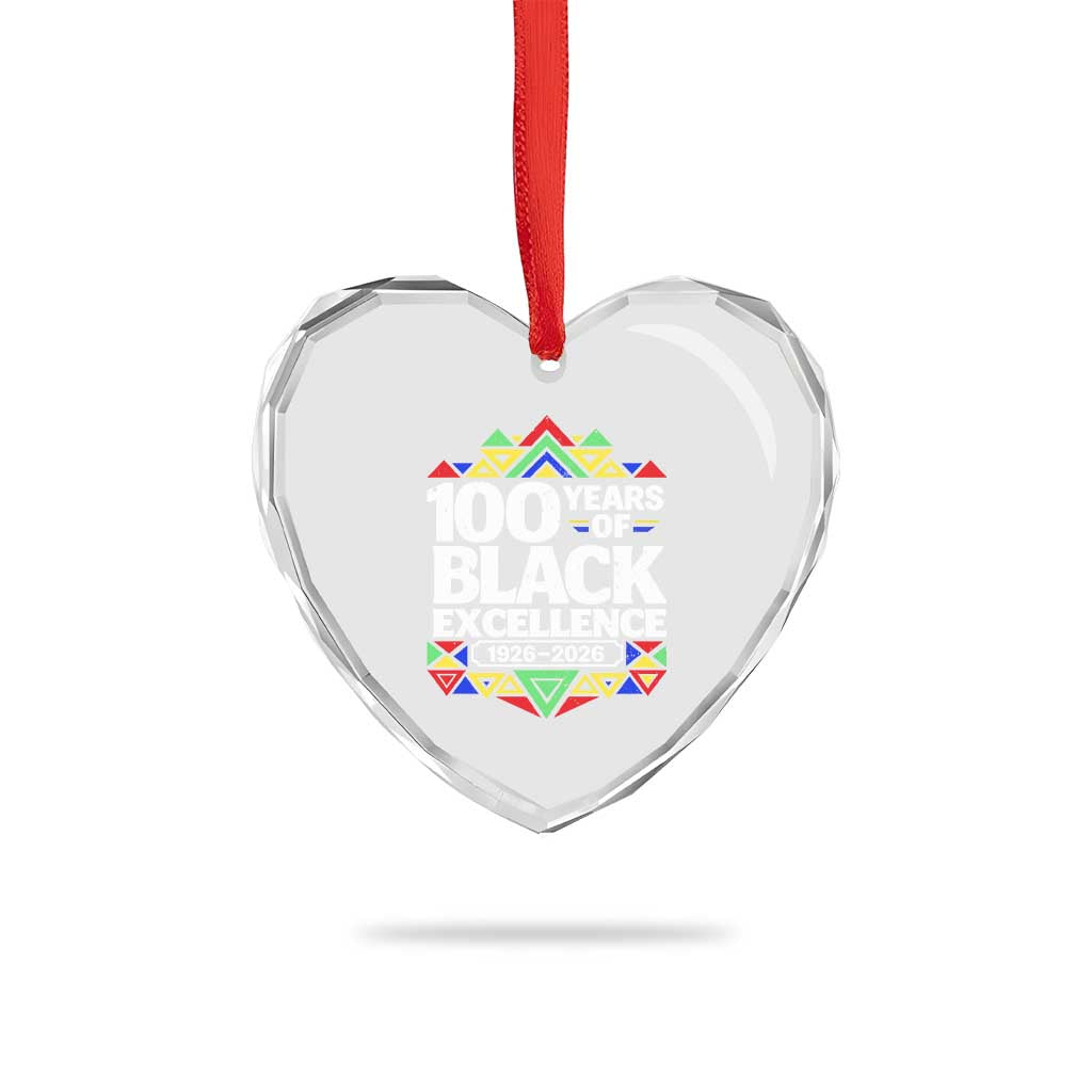 100 Years of Black Excellence 1926 2026 Heart Crystal Glass Ornament African Tribal Pattern Heritage Celebrating Black History TS02 Print Your Wear