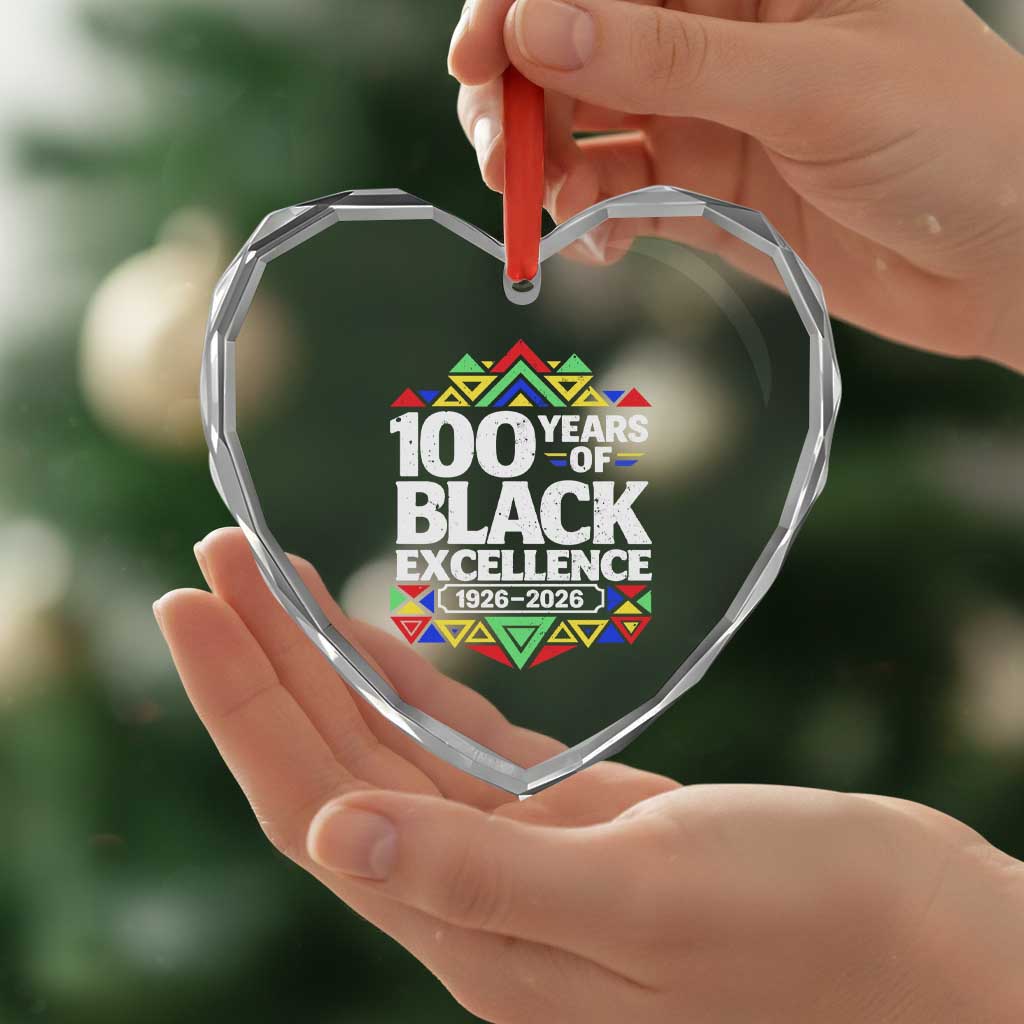 100 Years of Black Excellence 1926 2026 Heart Crystal Glass Ornament African Tribal Pattern Heritage Celebrating Black History TS02 Print Your Wear