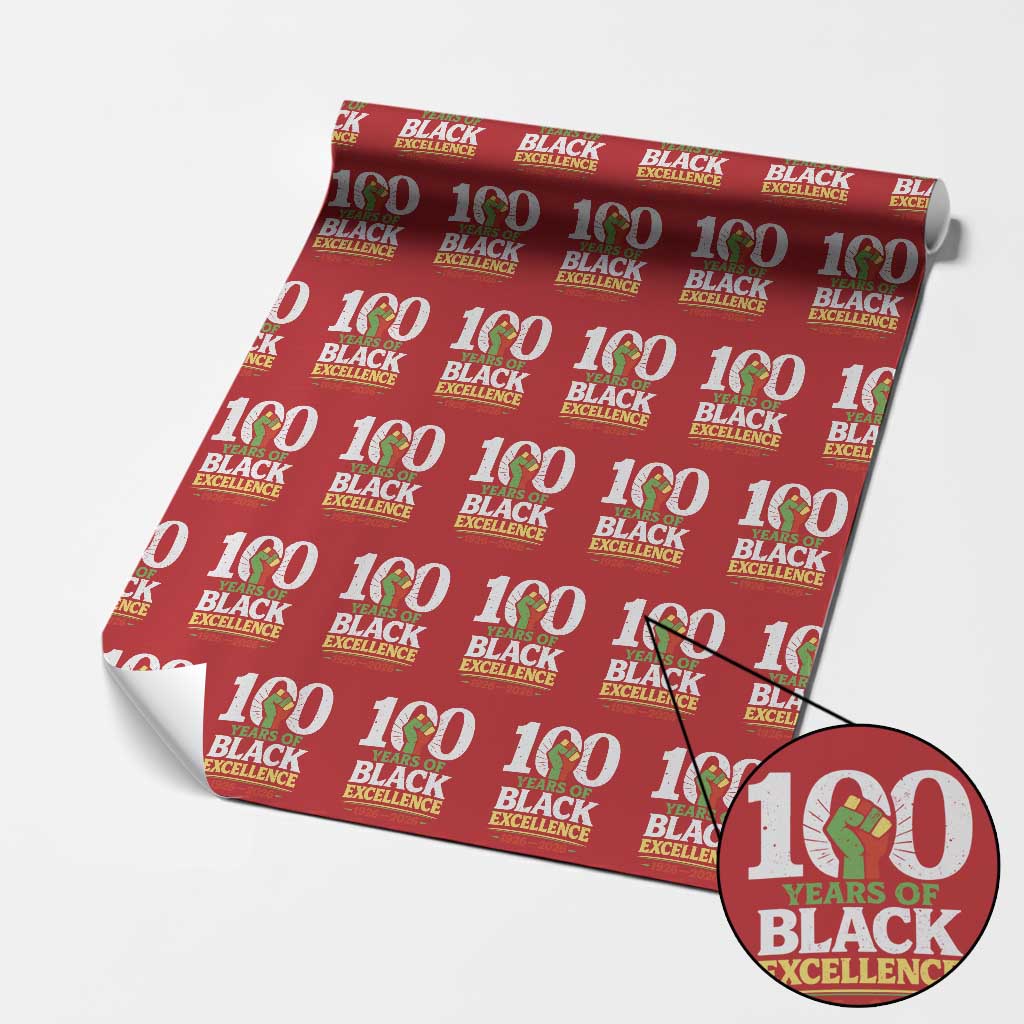 100 Years of Black Excellence 1926 2026 Wrapping Paper Roll Pan-African Raised Fist Pride Honoring Black History Legacy TS02 Red Print Your Wear