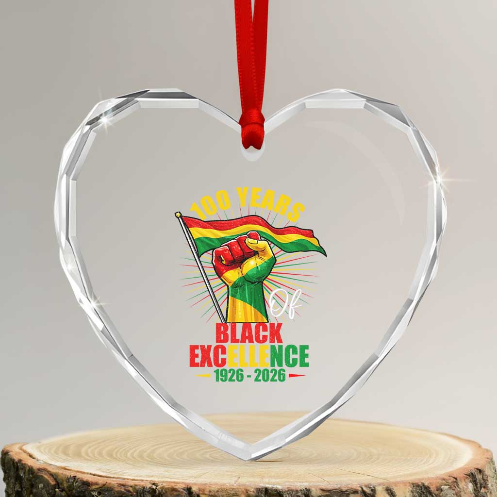 100 Years Of Black Excellence Heart Crystal Glass Ornament Centennial Black History Month TS11 Transparent Glass 3'' Heart Print Your Wear