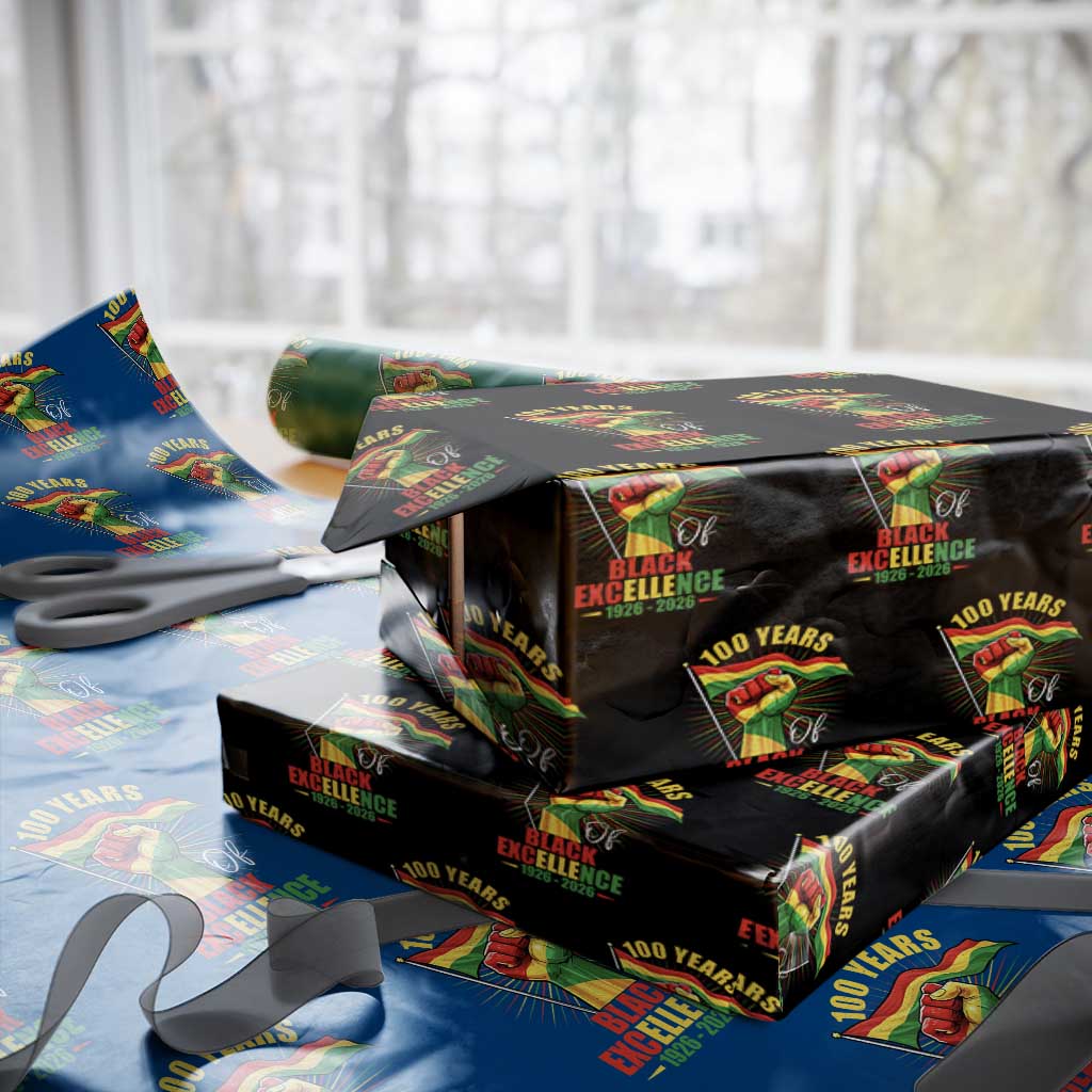 100 Years Of Black Excellence Wrapping Paper Roll Centennial Black History Month TS11 Black Print Your Wear
