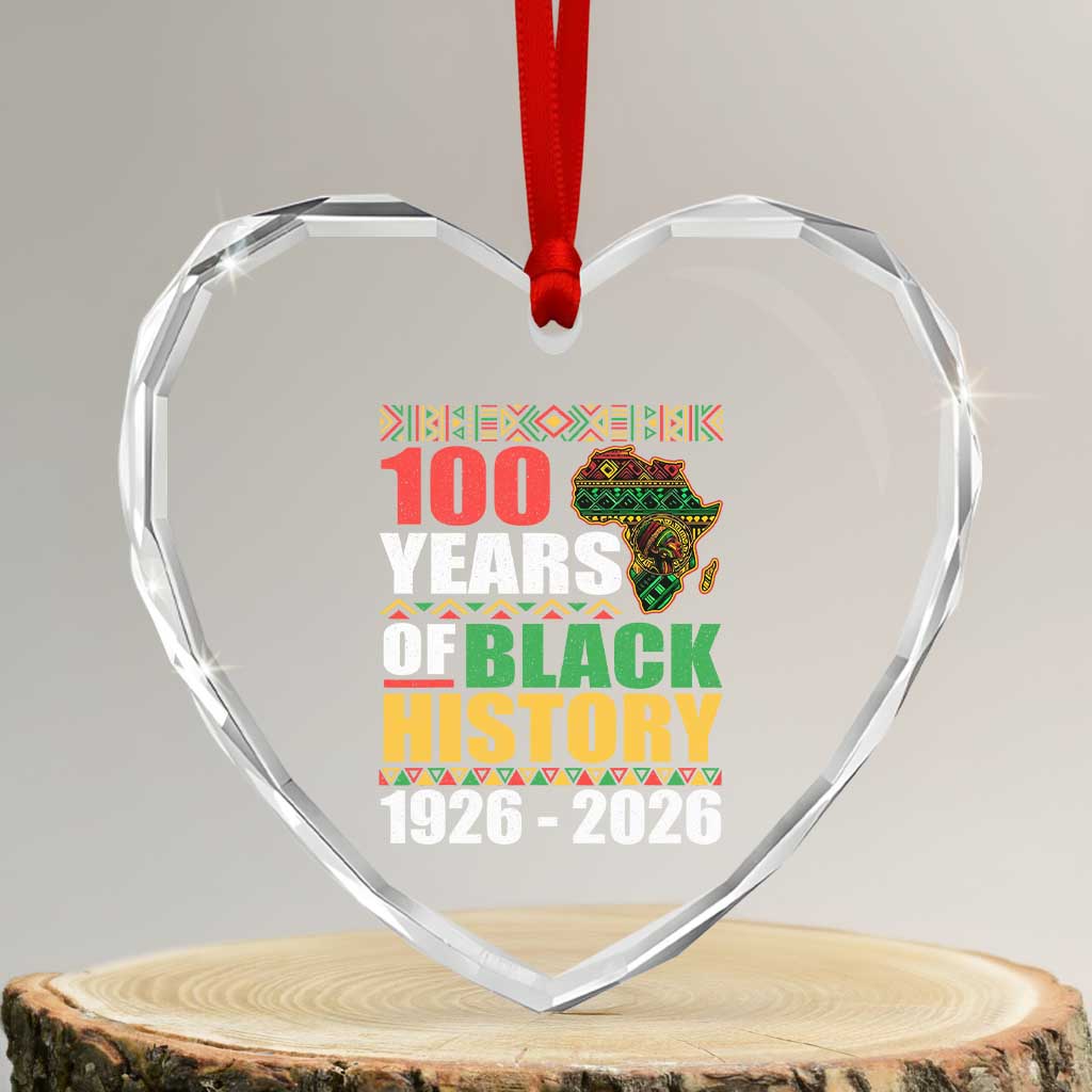 100 Years Of Black History 1926 2026 Centennial Heart Crystal Glass Ornament Africa Map TS11 Transparent Glass 3'' Heart Print Your Wear
