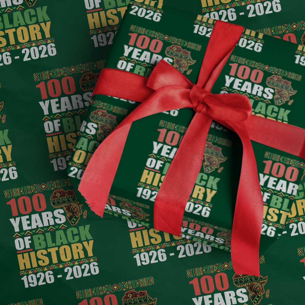 100 Years Of Black History 1926 2026 Centennial Wrapping Paper Roll Africa Map TS11 Green Print Your Wear