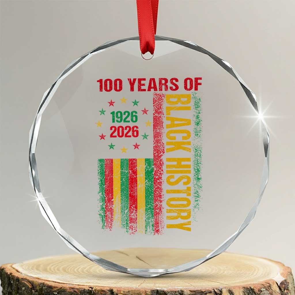 100 Years Of Black History Crystal Glass Ornament Centennial Milestone Vintage African American Flag TS11 Transparent Glass 3'' Circle Print Your Wear