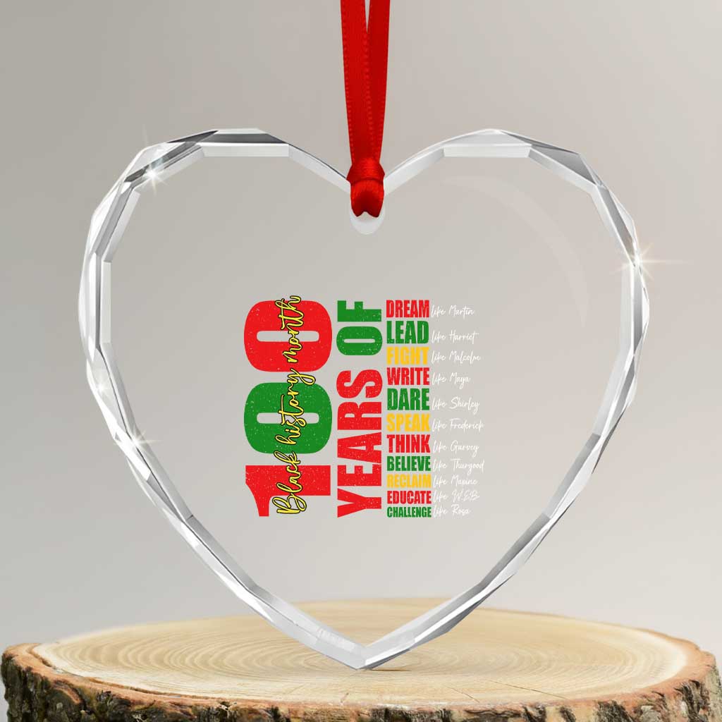 100 Years Of Black History Heart Crystal Glass Ornament African American Historical Figures African American Teacher TS11 Transparent Glass 3'' Heart Print Your Wear