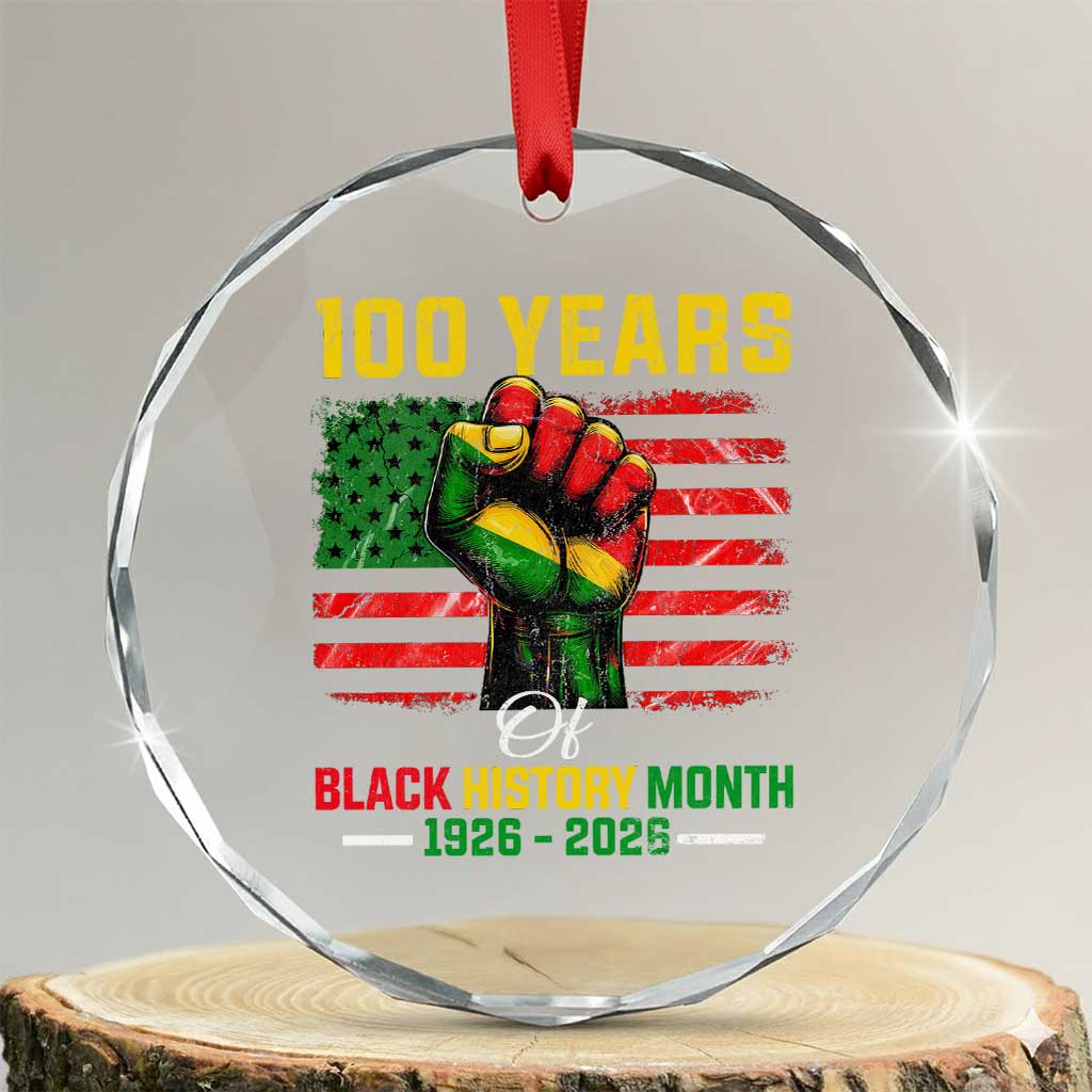 100 Years Of Black History Month Crystal Glass Ornament Hand Fist African American Milestone American Flag TS11 Transparent Glass 3'' Circle Print Your Wear