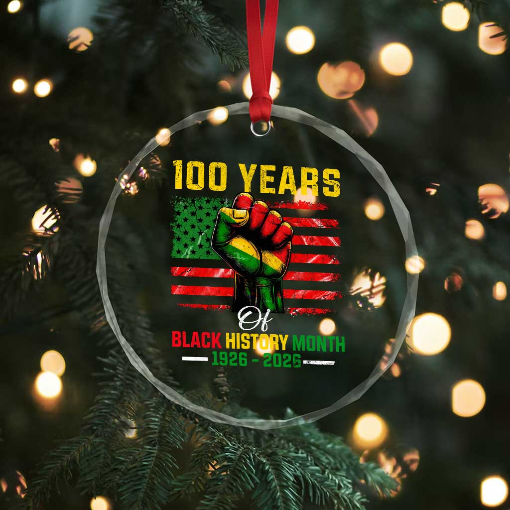 100 Years Of Black History Month Crystal Glass Ornament Hand Fist African American Milestone American Flag TS11 Print Your Wear