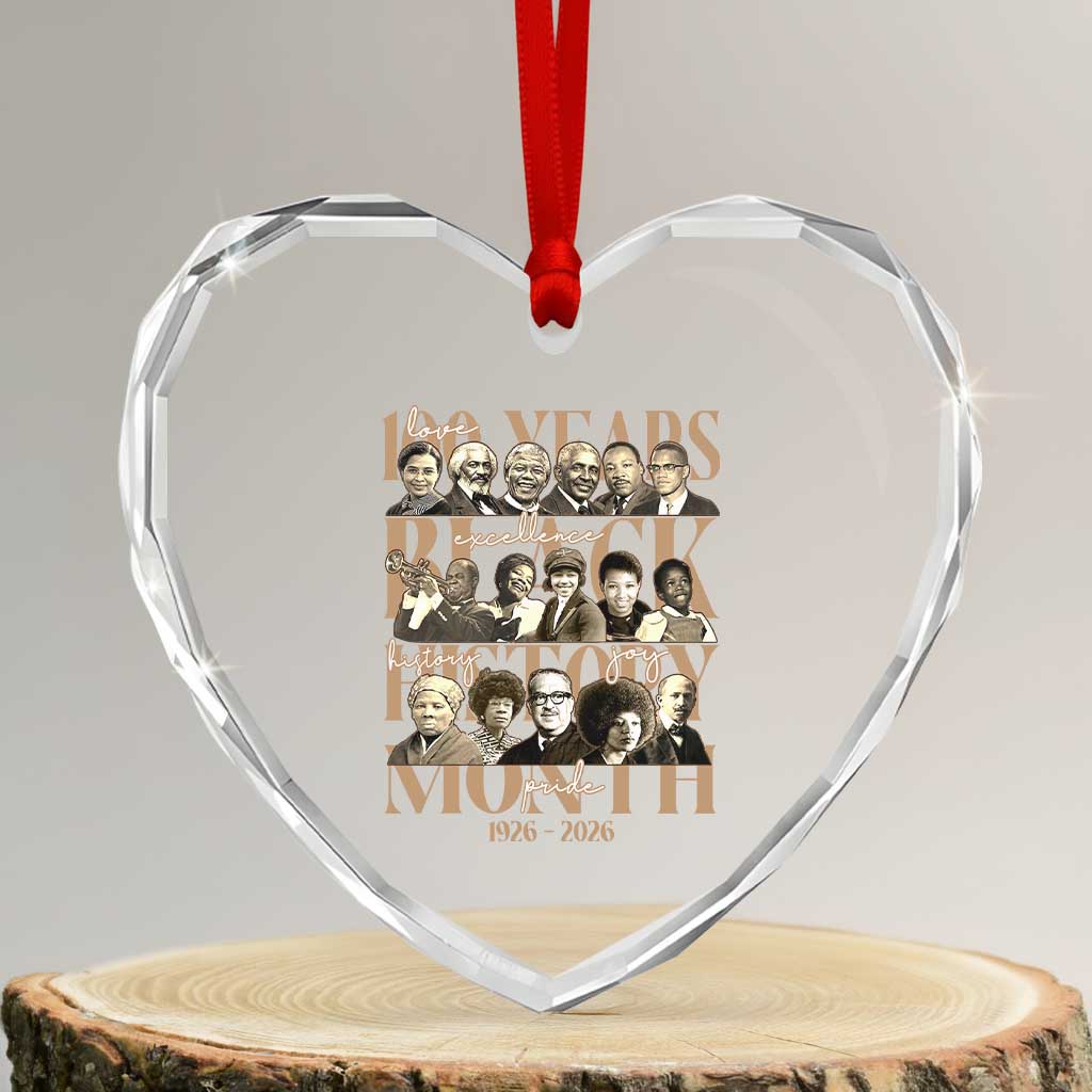 100 Years Of Black History Month Heart Crystal Glass Ornament African American Historical Figures TS11 Transparent Glass 3'' Heart Print Your Wear