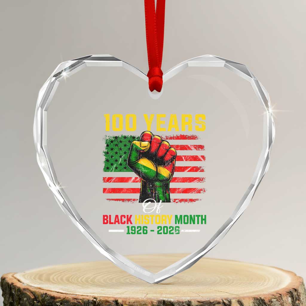 100 Years Of Black History Month Heart Crystal Glass Ornament Hand Fist African American Milestone American Flag TS11 Transparent Glass 3'' Heart Print Your Wear