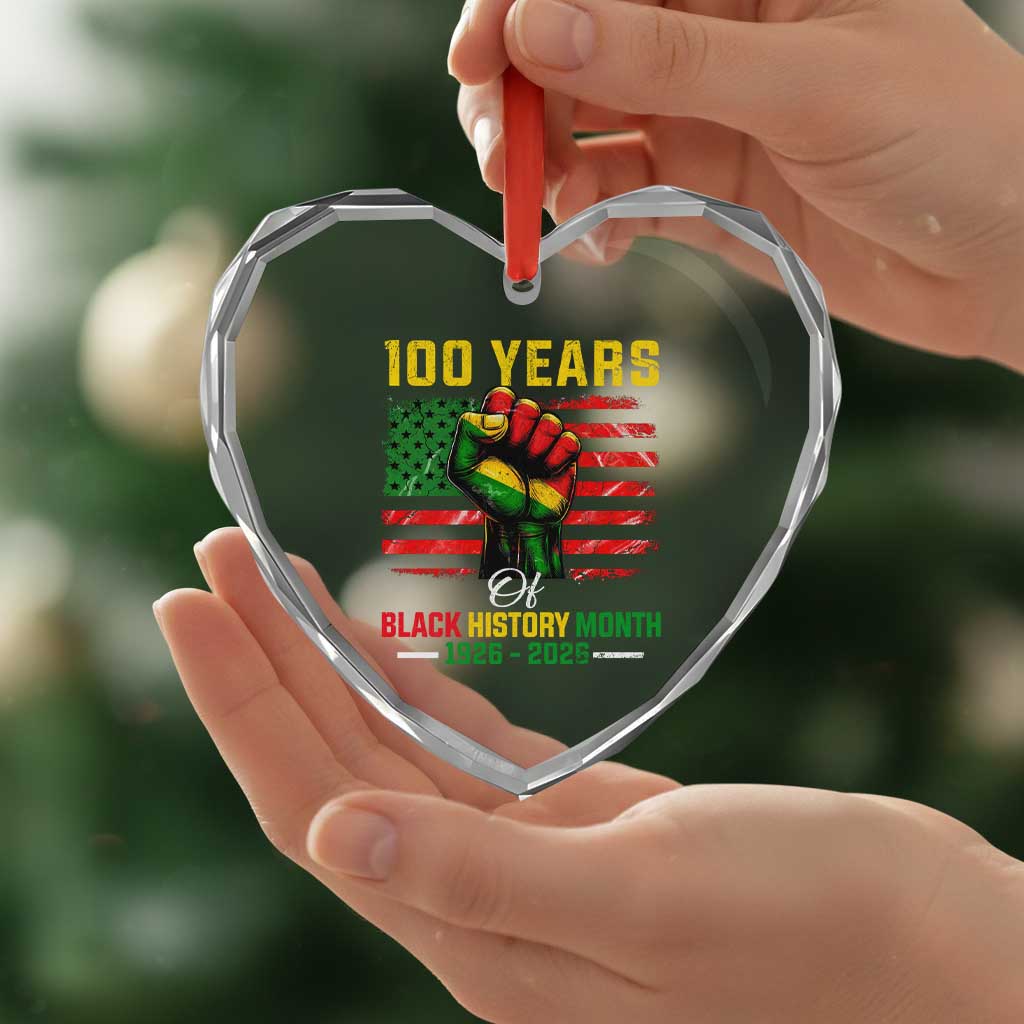 100 Years Of Black History Month Heart Crystal Glass Ornament Hand Fist African American Milestone American Flag TS11 Print Your Wear