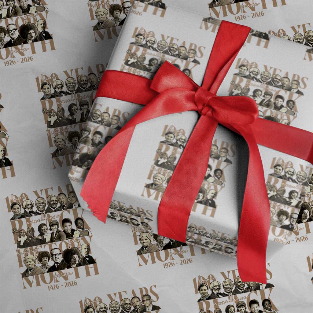 100 Years Of Black History Month Wrapping Paper Roll African American Historical Figures TS11 White Print Your Wear
