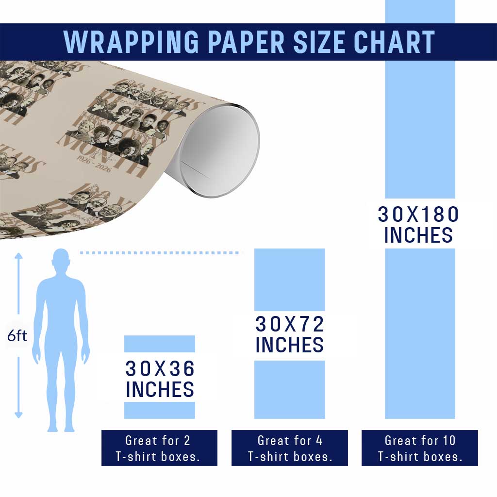100 Years Of Black History Month Wrapping Paper Roll African American Historical Figures TS11 Print Your Wear