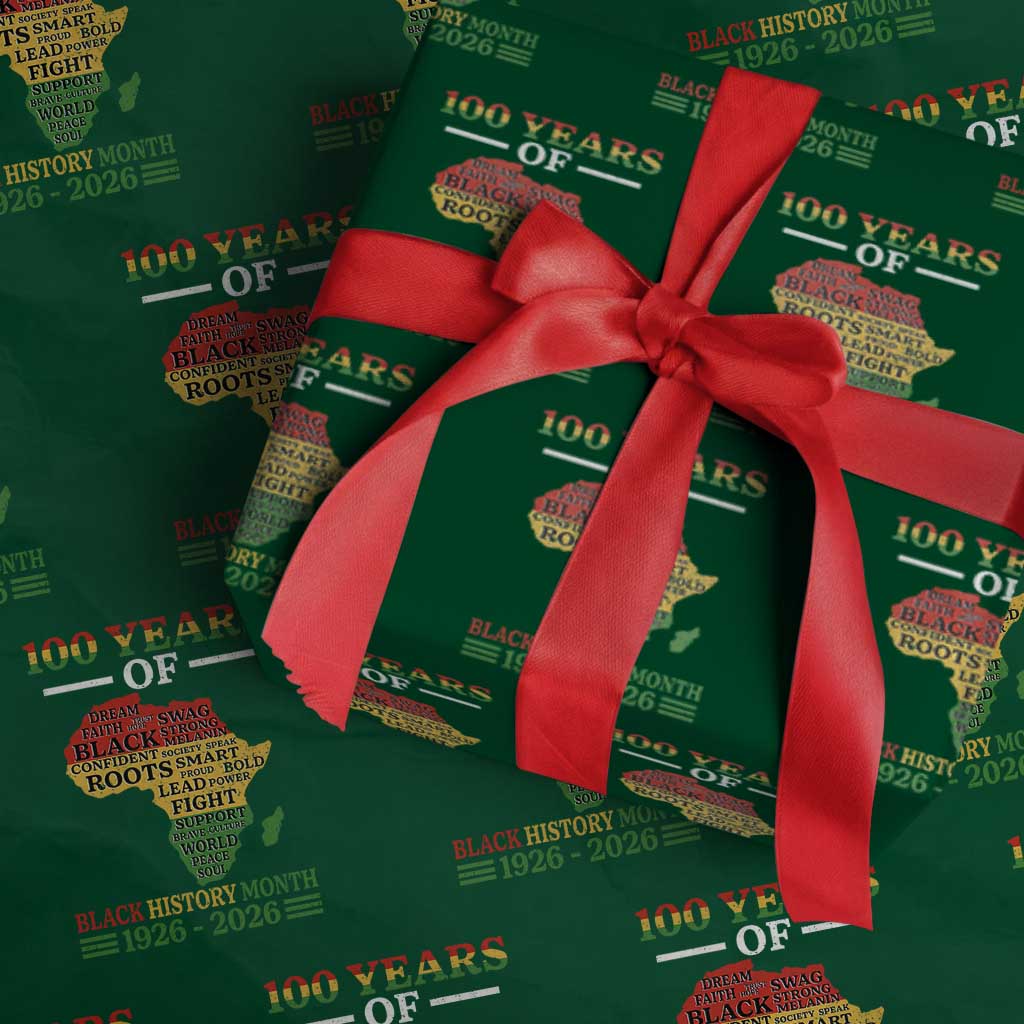 100 Years Of Black History Month Wrapping Paper Roll Centennial Of Black Culture TS11 Green Print Your Wear