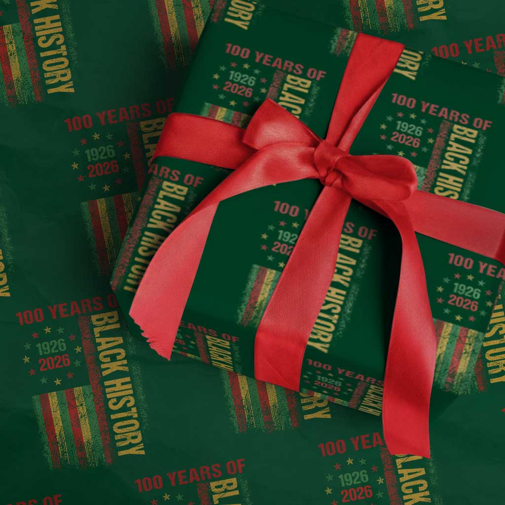 100 Years Of Black History Wrapping Paper Roll Centennial Milestone Vintage African American Flag TS11 Green Print Your Wear