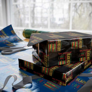 100 Years Of Black History Wrapping Paper Roll Centennial Milestone Vintage African American Flag TS11 Black Print Your Wear