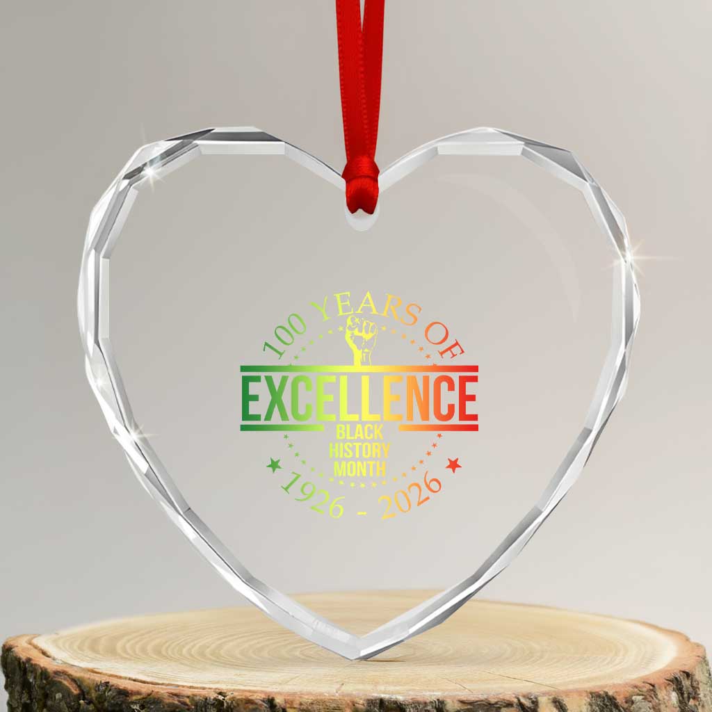 100 Years Of Excellence Black History Month 1926 2026 Heart Crystal Glass Ornament TS11 Transparent Glass 3'' Heart Print Your Wear