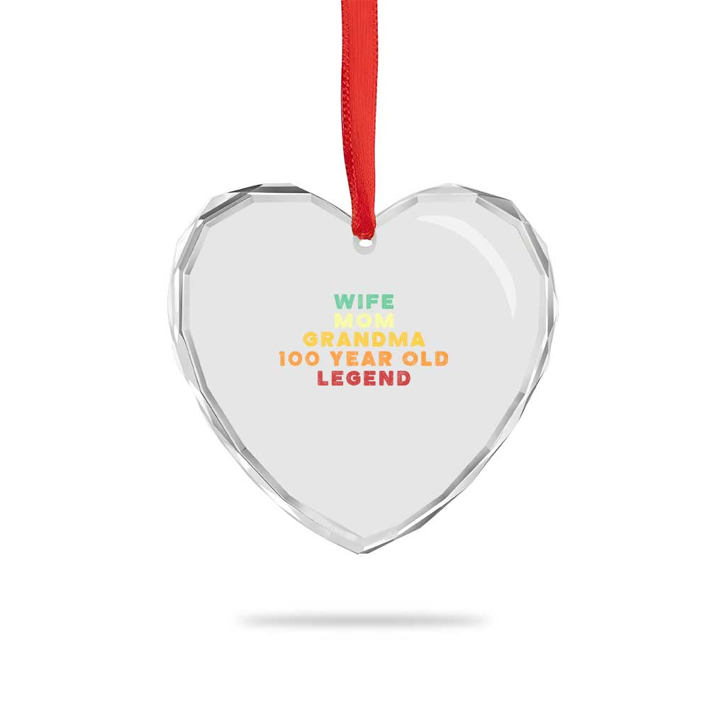 100th Birthday Gifts For Women Heart Crystal Glass Ornament Wife Mom Grandma 100 Year Old Legend TS10 Print Your Wear