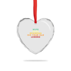 100th Birthday Gifts For Women Heart Crystal Glass Ornament Wife Mom Grandma 100 Year Old Legend TS10 Print Your Wear