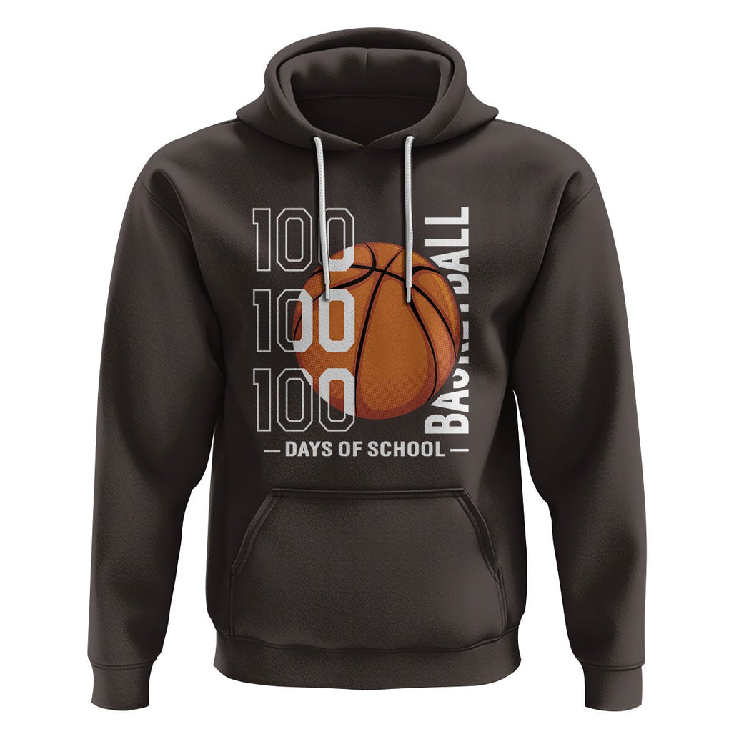 100th Day Of School Basketball Player Hoodie TS09 Dark Chocolate Printyourwear