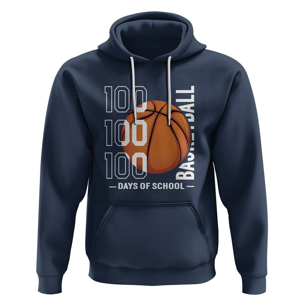 100th Day Of School Basketball Player Hoodie TS09 Navy Printyourwear