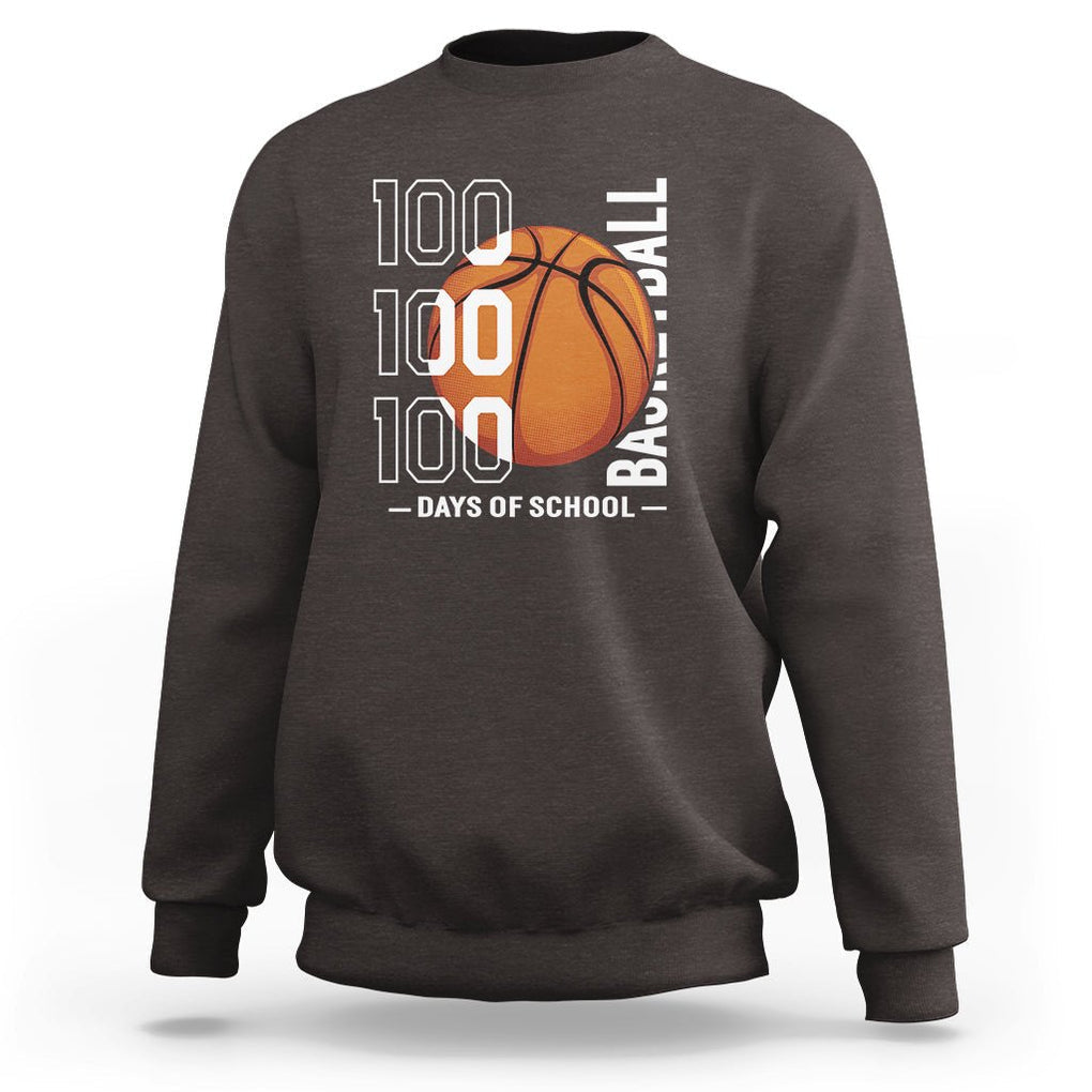 100th Day Of School Basketball Player Sweatshirt TS09 Dark Chocolate Printyourwear